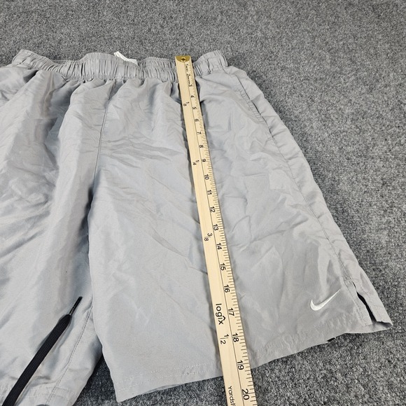 Nike Swim Shorts Men Medium Gray Lined Volley Trunks Swoosh NESSA558 - Picture 2 of 7